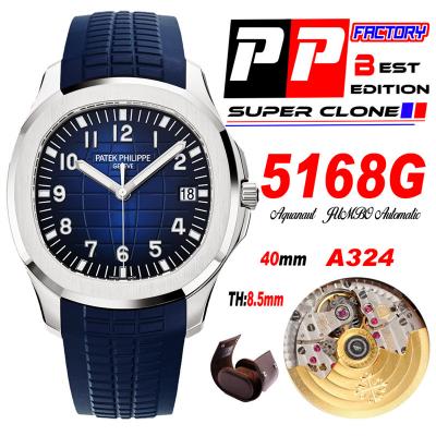 Aquanaut 5168G A324 Automatic Mens Watch Best Edition PPF Steel Case Blue Embosse DialRubber Strap CHS