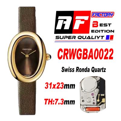 Baignoire WGBA0022 Swiss Ronda Quartz Womens Watch Best Edition AF YGBrown DialFabric Strap Ladies