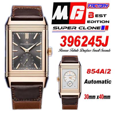 Reverso Classic 396245J Duoface Small Seconds 854A Automatic Mens Watch Best Edition MGF RG Charcoal Grey Fagliano