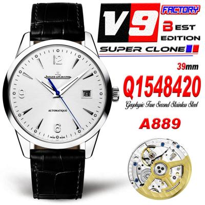 Geophysic True Second Q1548420 A899 Automatic Mens Watch Best Edition V9F 39mmSS White Dial Leather CHS