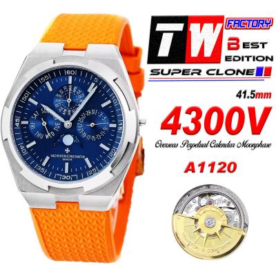 Overseas Perpetual Calendar Moonphase43200V A1120 Automatic Mens Watch Best Edition TWF SS Blue Dial RubberCHS
