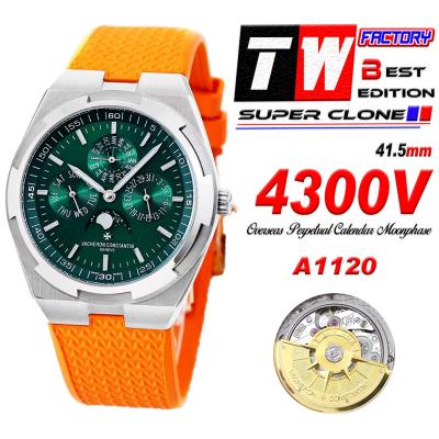 Overseas Perpetual Calendar Moonphase43200V A1120 Automatic Mens Watch Best Edition TWF SS Green Dial Rubber CHS