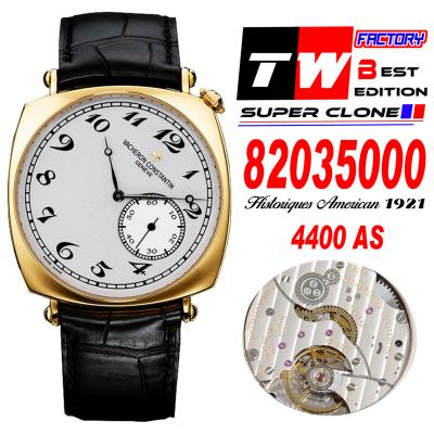 Historiques American 1921 82035 A4400 Automatic Mens Watch Best Edition TWF 40 YG Silver Dial Black Leather Strap CHS